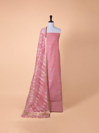 Handwoven Pink Chanderi Suit Piece