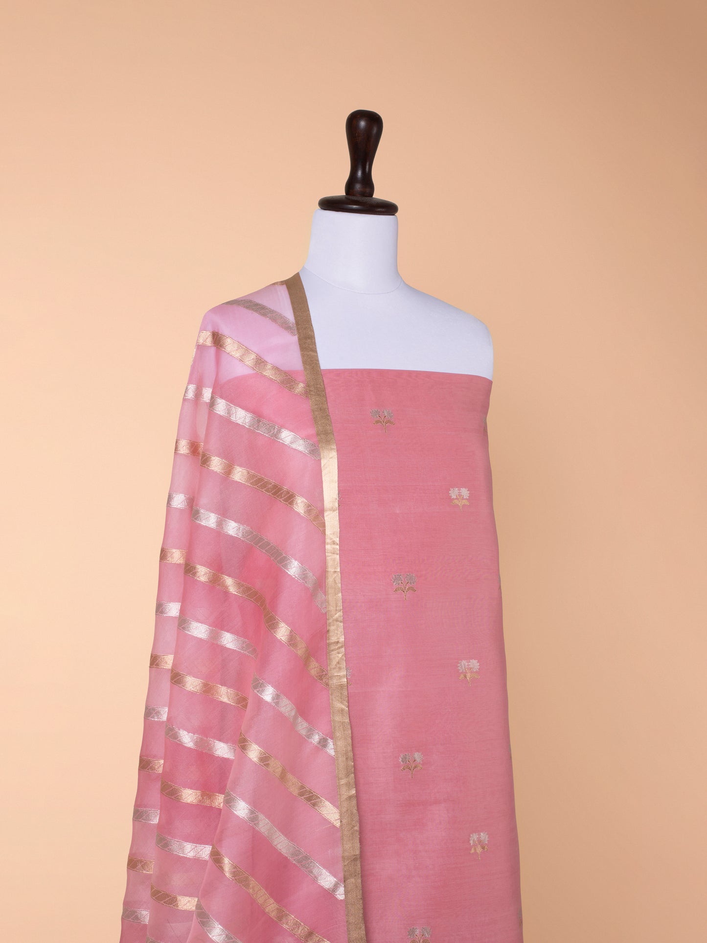 Handwoven Pink Chanderi Suit Piece