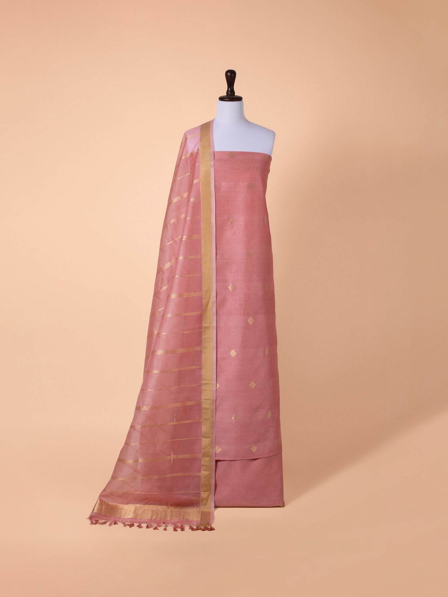 Handwoven Pink Chanderi Suit Piece