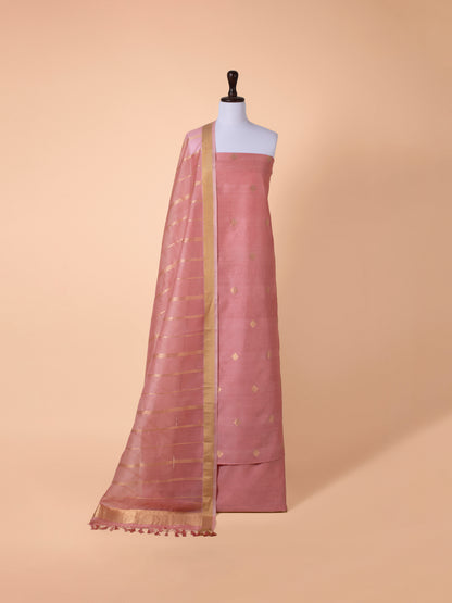 Handwoven Pink Chanderi Suit Piece