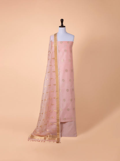 Handwoven Peach Chanderi Suit Piece