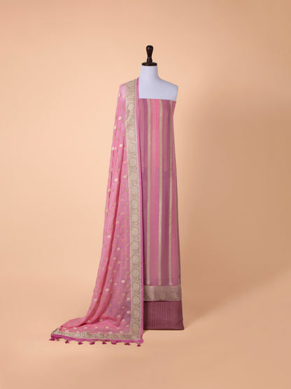 Handwoven Pink Georgette Suit Piece