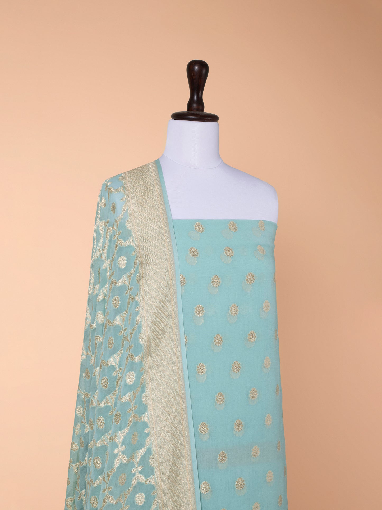 Handwoven Sea Green Georgette Suit