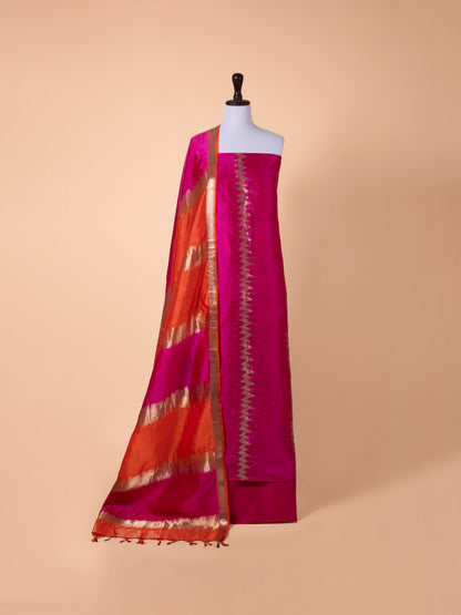 Handwoven Rani Pink Silk Suit Piece