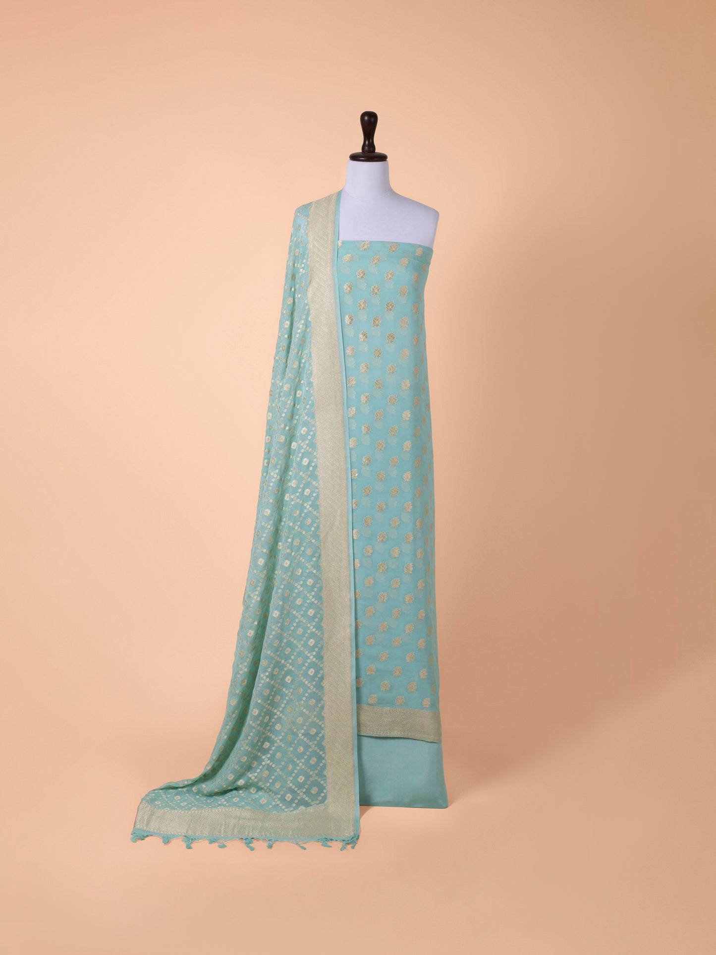 Handwoven Sea Green Georgette Suit