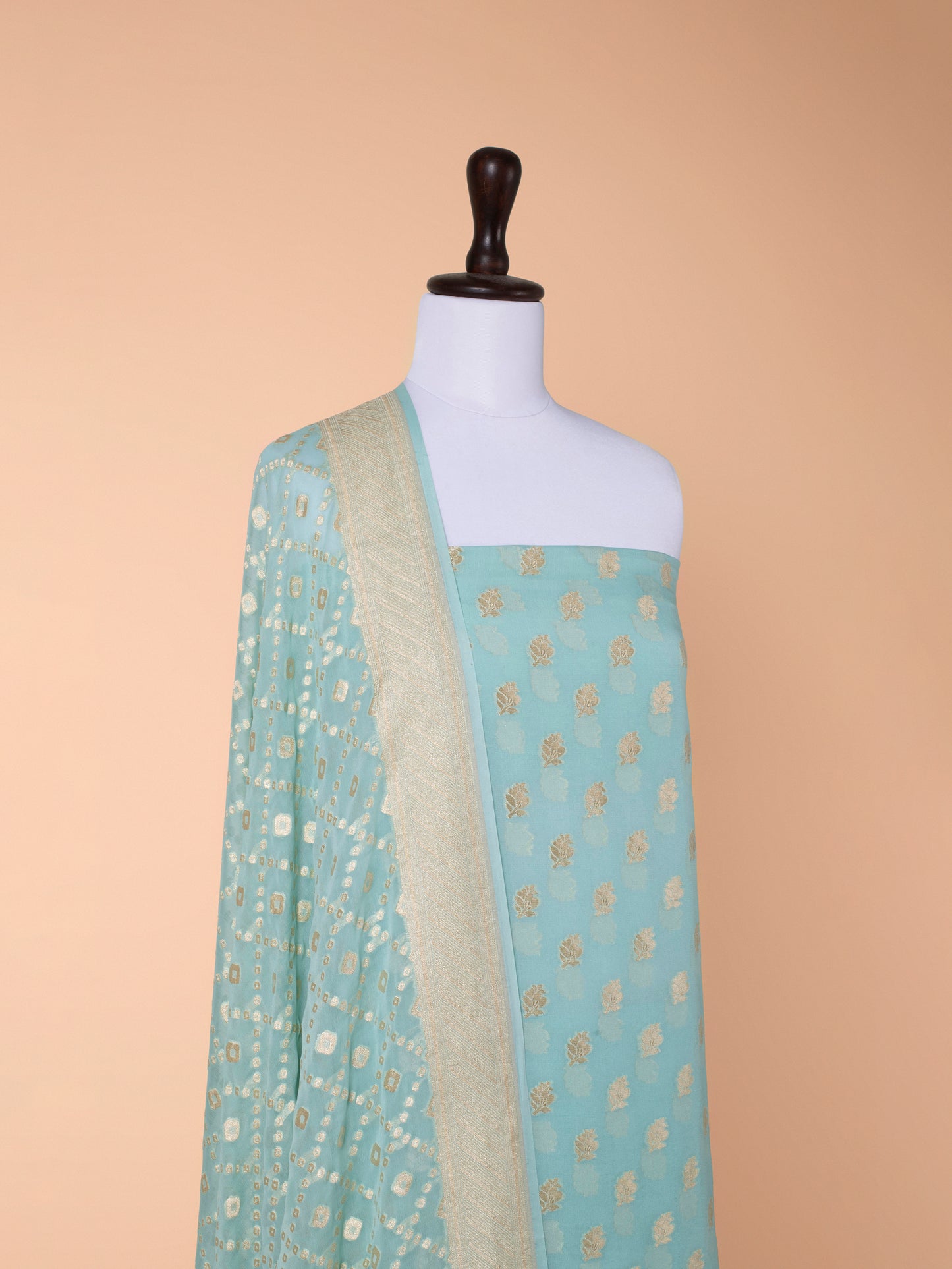 Handwoven Sea Green Georgette Suit