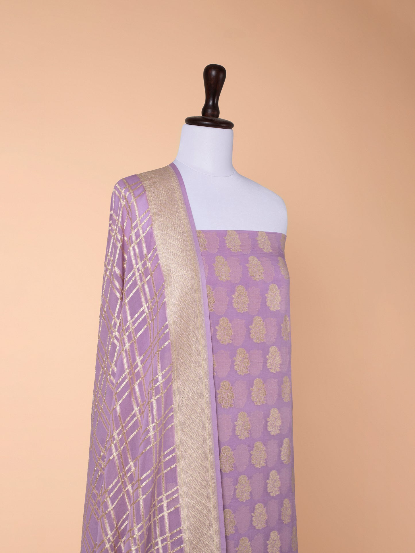 Handwoven Mauve Georgette Suit Piece