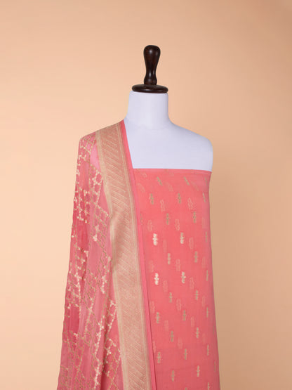 Handwoven Peach Georgette Suit Piece