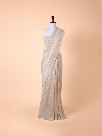 Handwoven Beige Georgette Saree