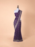 Handwoven Purple Georgette Saree