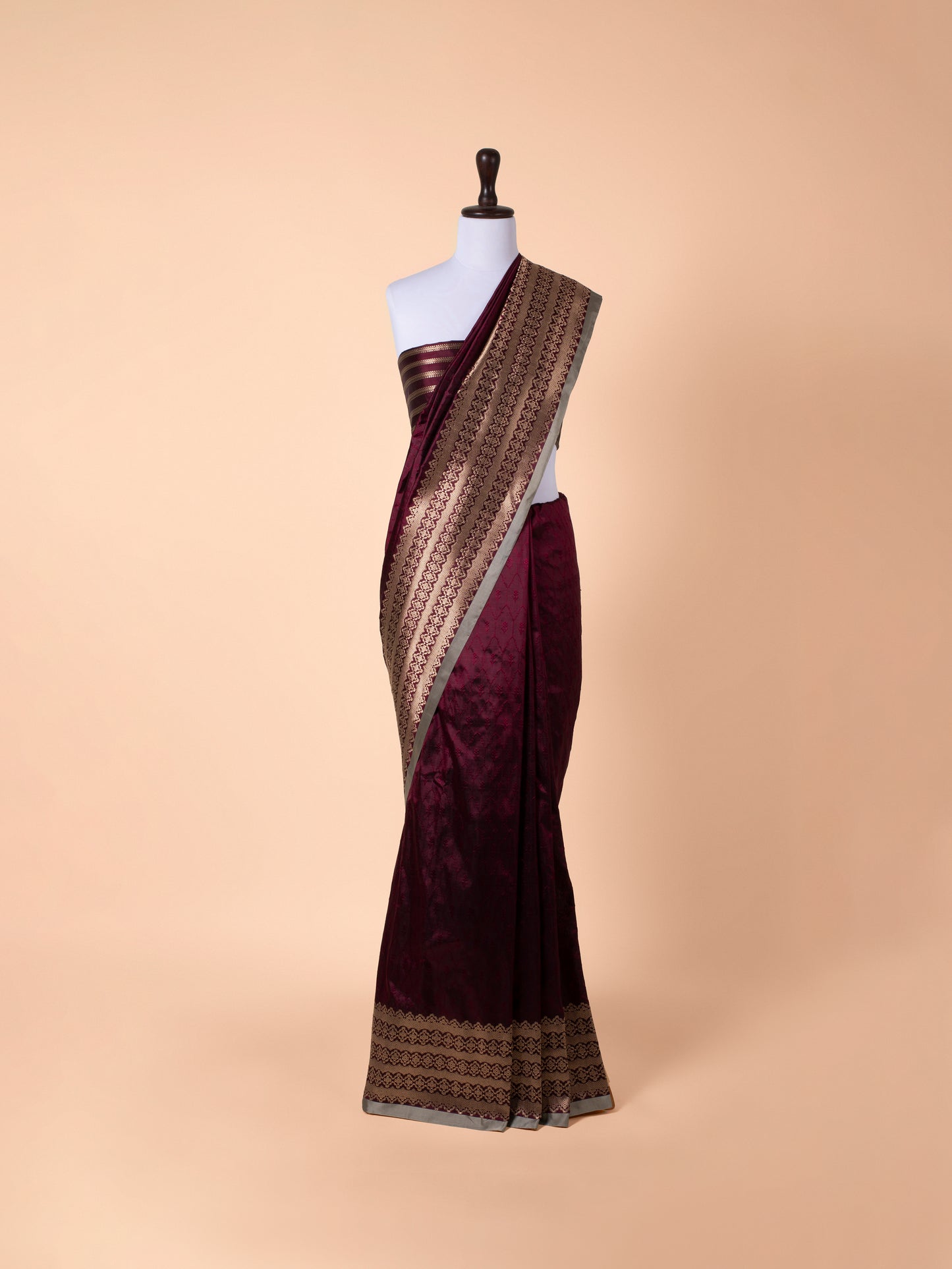 Handwoven Garnet Silk Saree