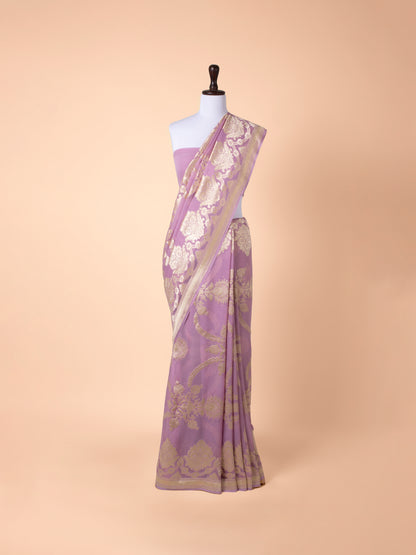 Handwoven Mauve Georgette Saree