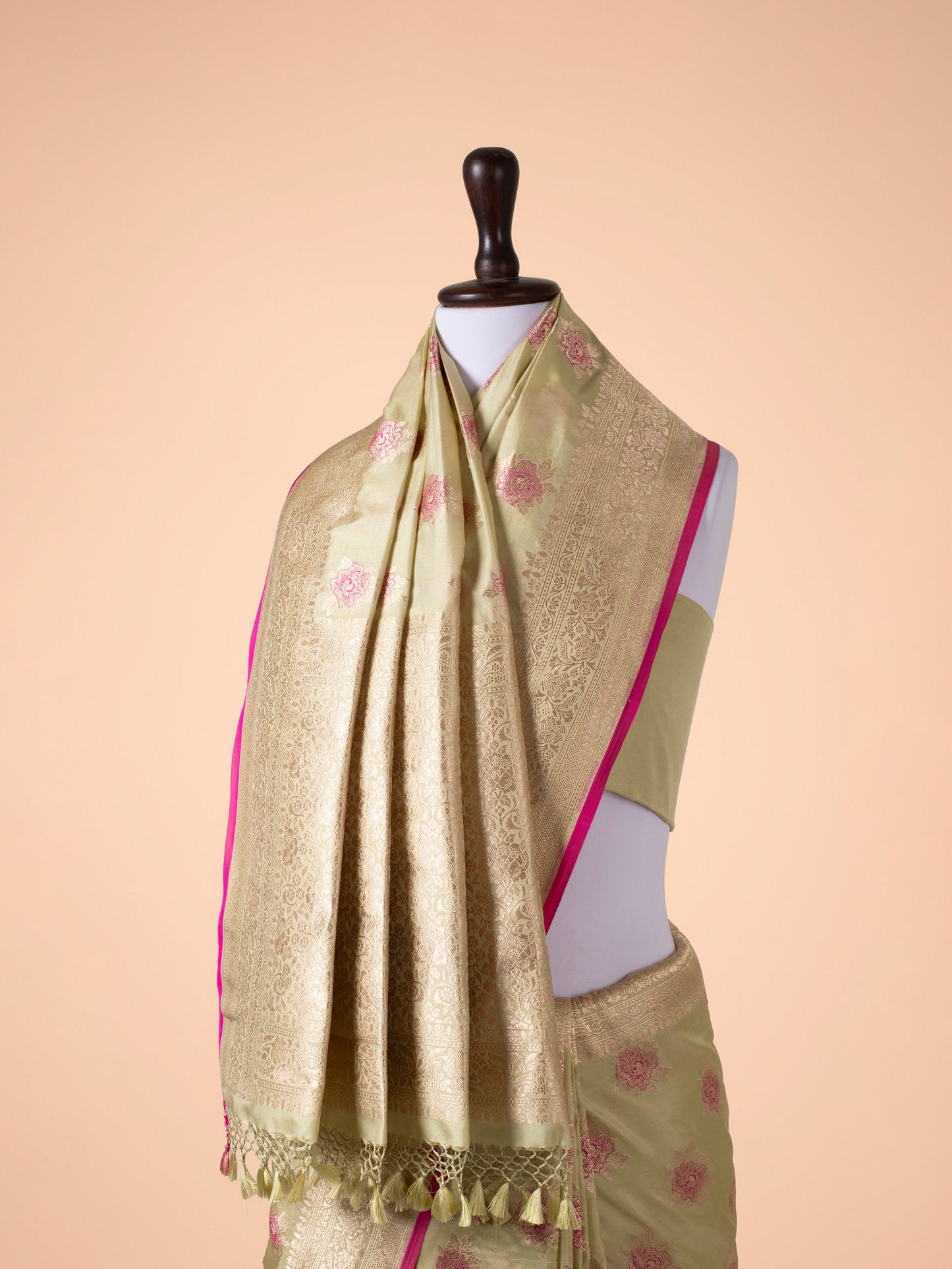 Handwoven Pista Green Silk Saree