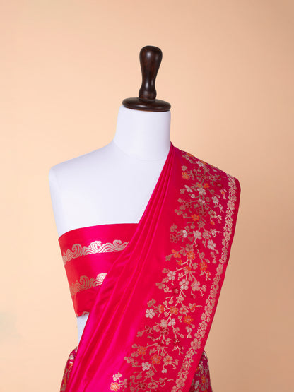 Handwoven  Rani Pink Silk Saree