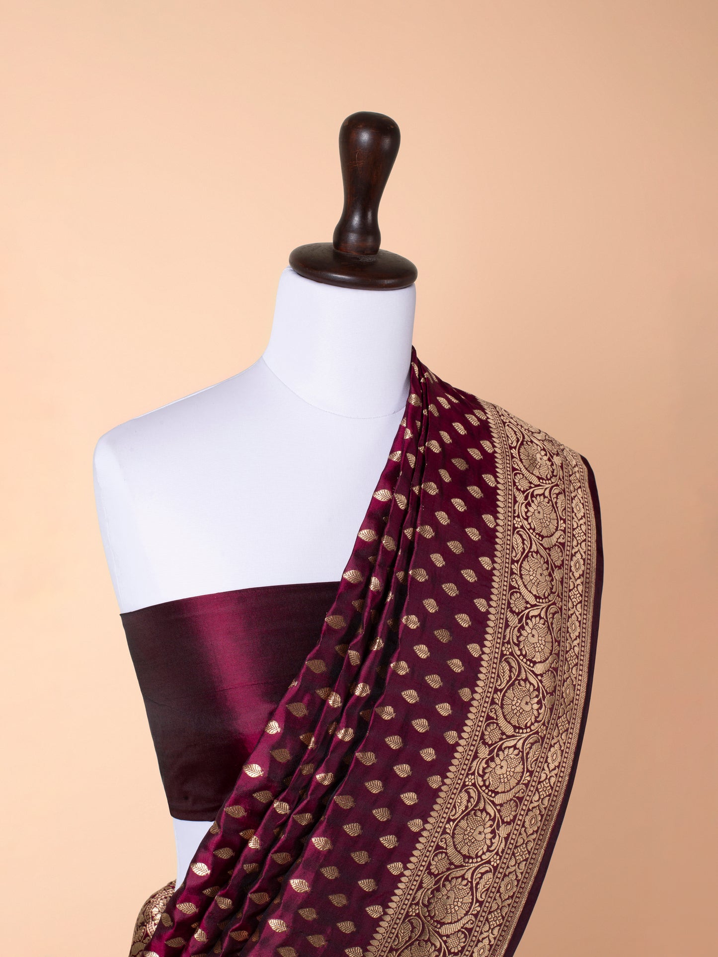 Handwoven Garnet Silk Saree