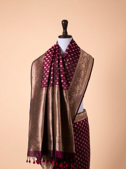 Handwoven Garnet Silk Saree