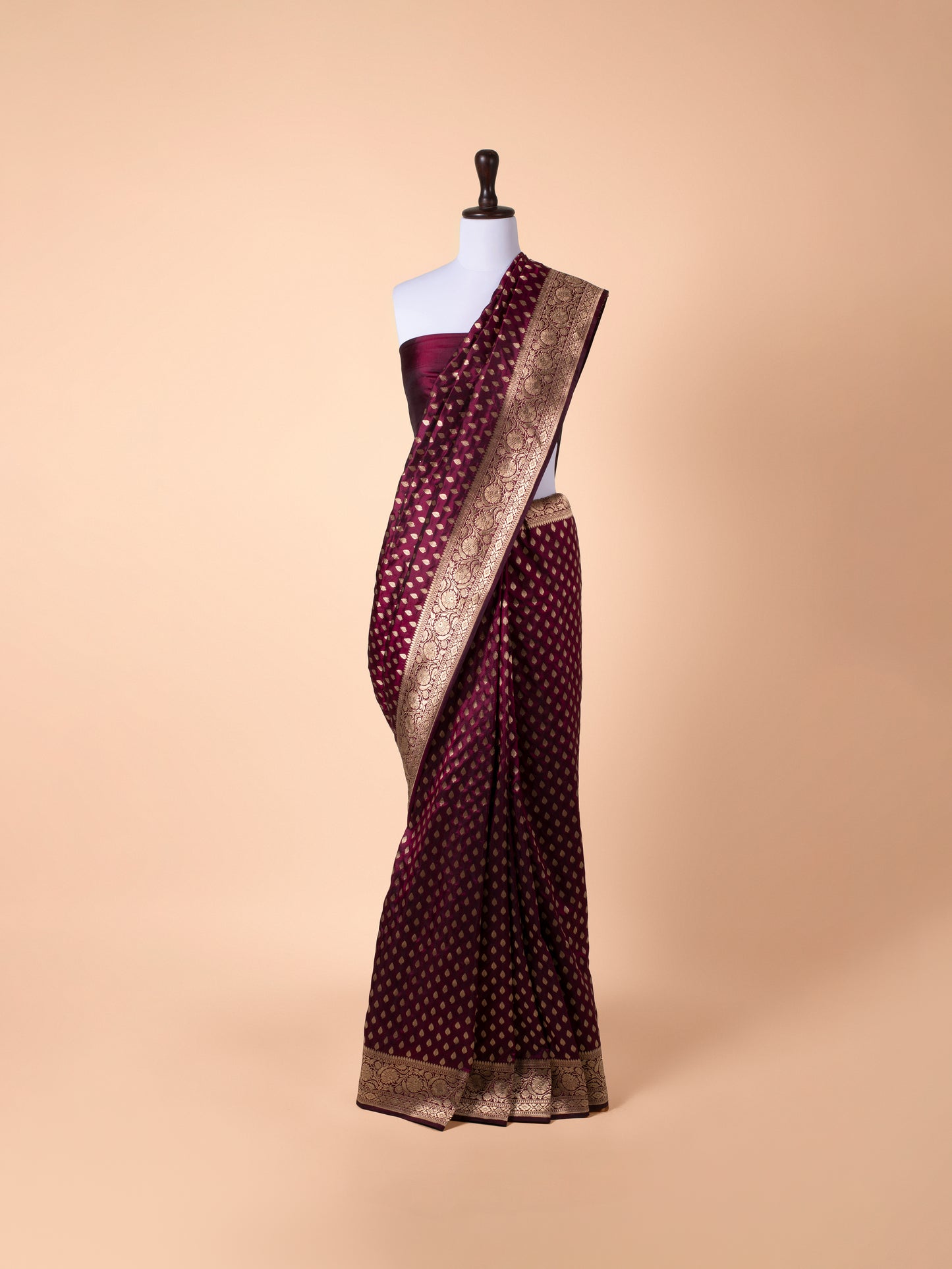 Handwoven Garnet Silk Saree