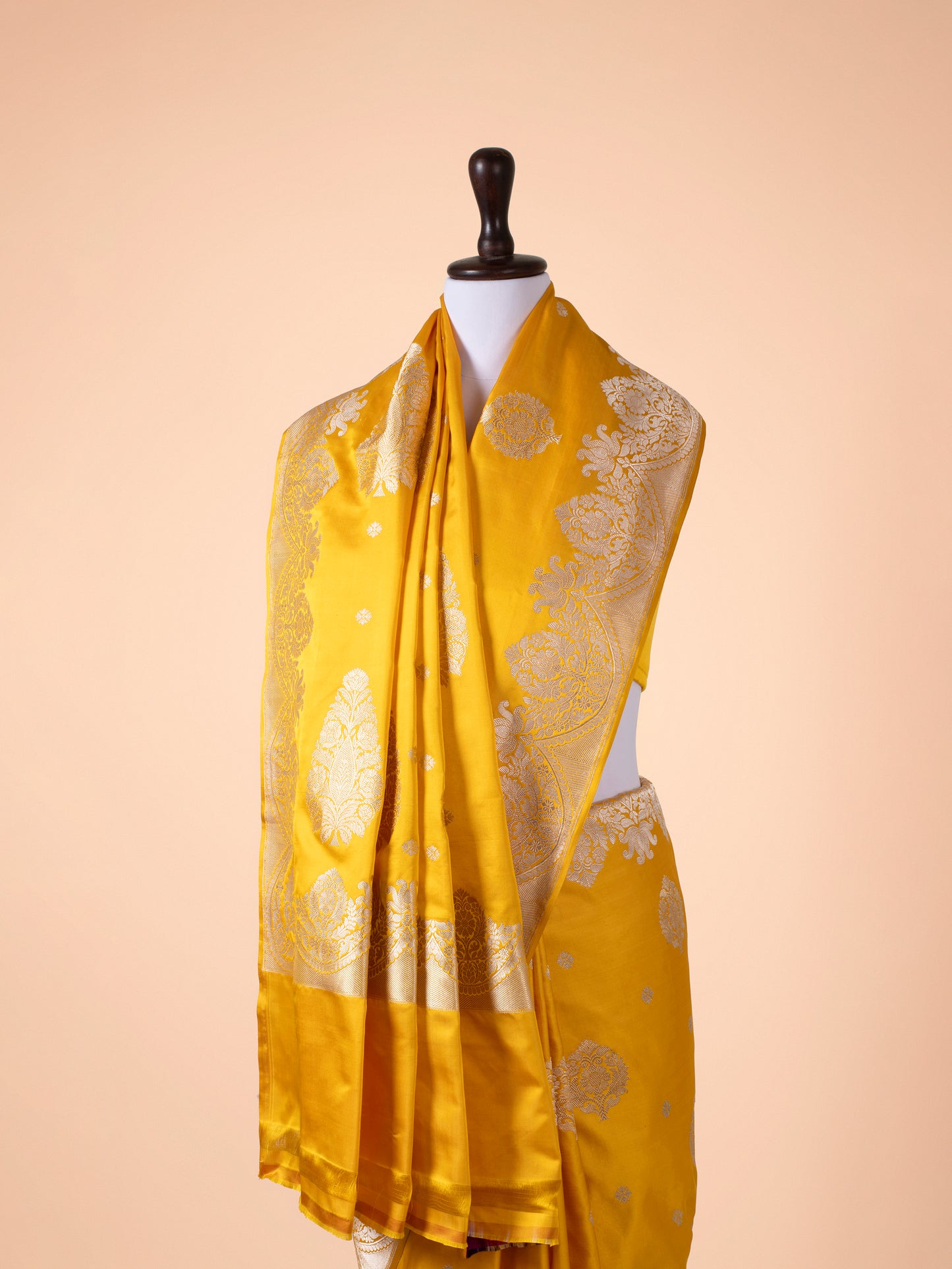 Handwoven Yellow Satin Silk Saree