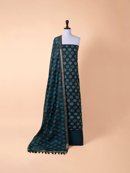 Handwoven Bottle Green Tussar Suit Piece