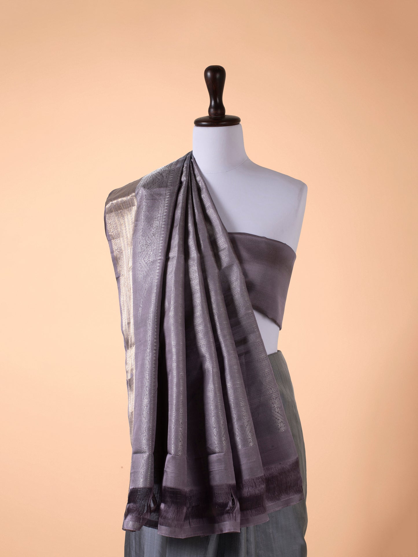 Handwoven Grey Kanjivaram Silk Saree