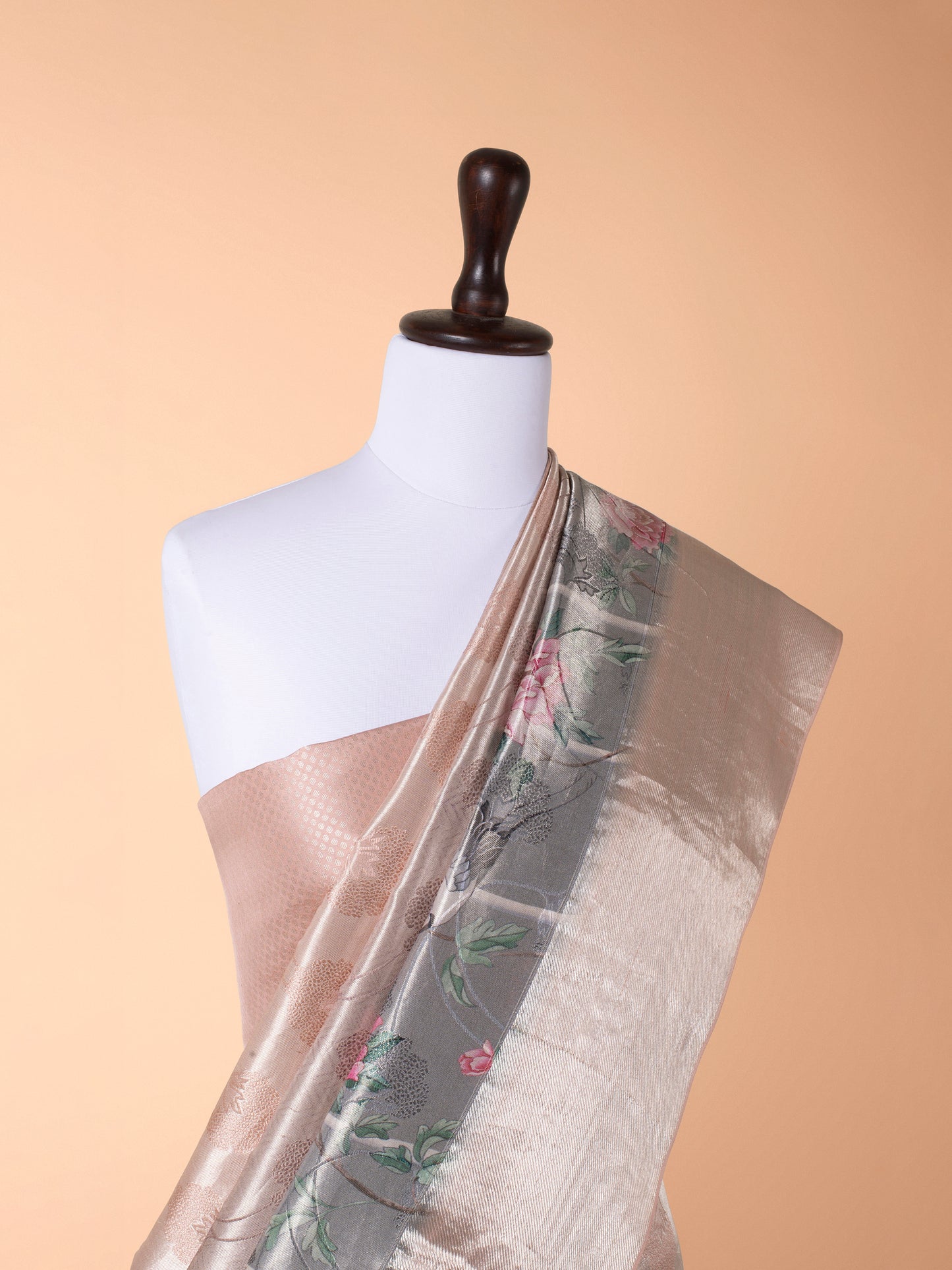 Handwoven Peach Kanjivaram Silk Saree