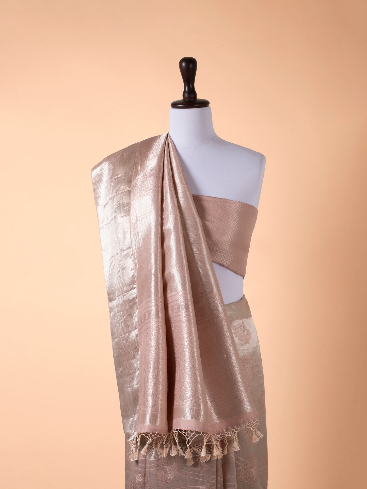 Handwoven Peach Kanjivaram Silk Saree