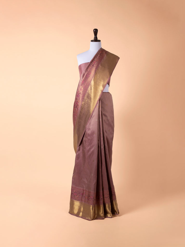 Handwoven Dusty Pink Kanjivaram Silk Saree