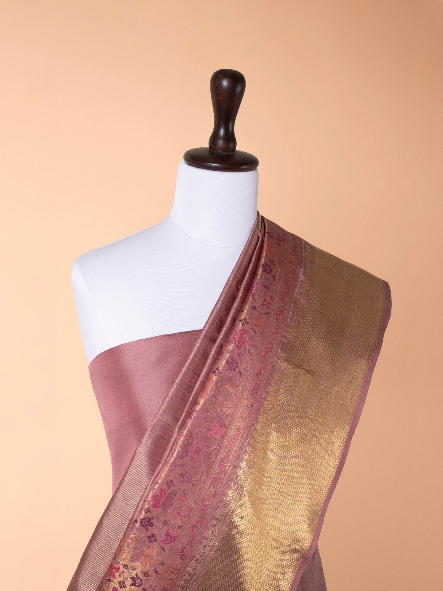 Handwoven Dusty Pink Kanjivaram Silk Saree