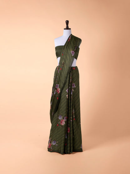 Handwoven Green Crepe Saree