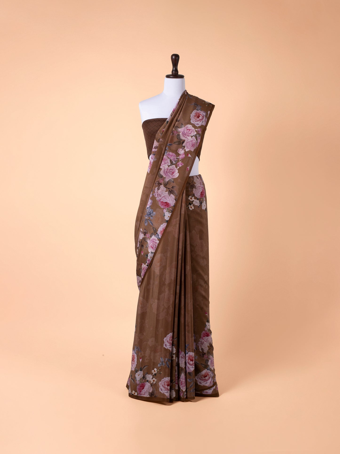 Handwoven Brown Crepe Saree