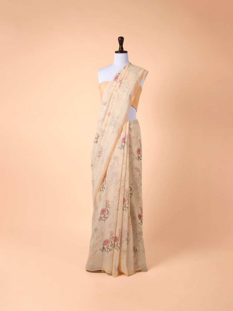 Handwoven Beige Georgette Saree