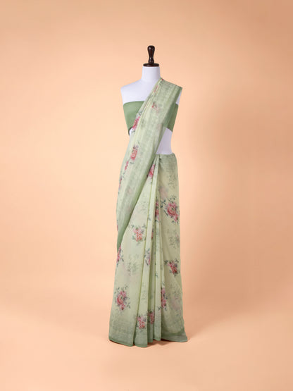 Handwoven Green Georgette Saree