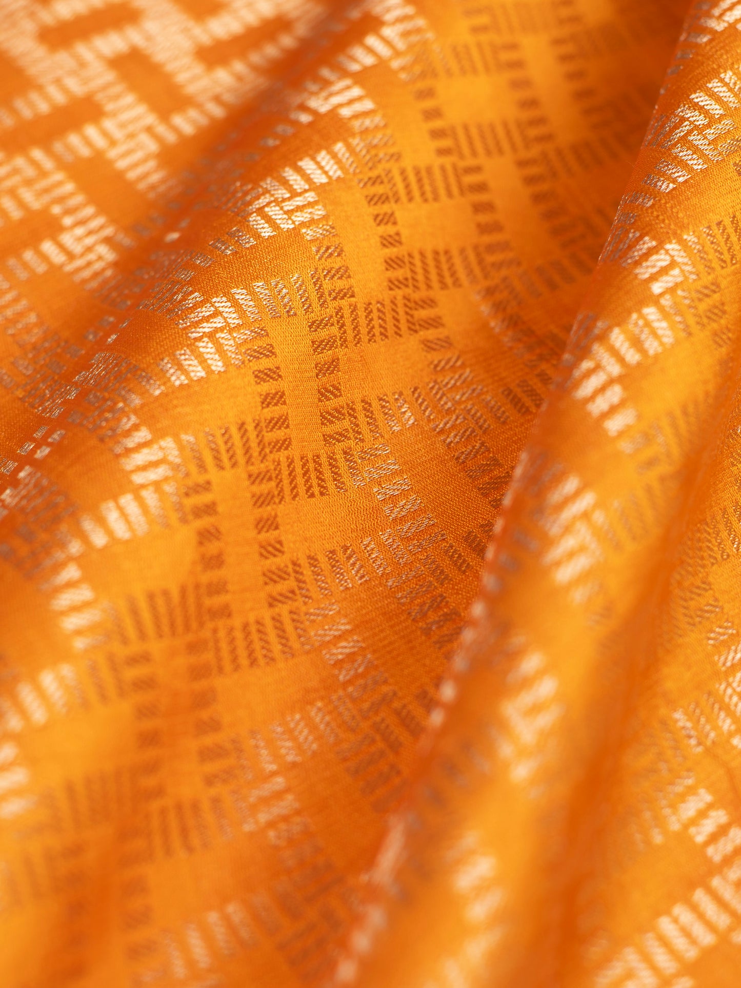 Handwoven Orange Silk Blouse Fabric