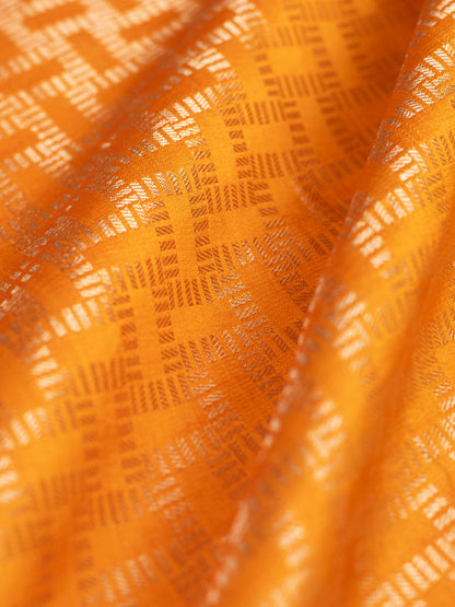 Handwoven Orange Silk Blouse Fabric