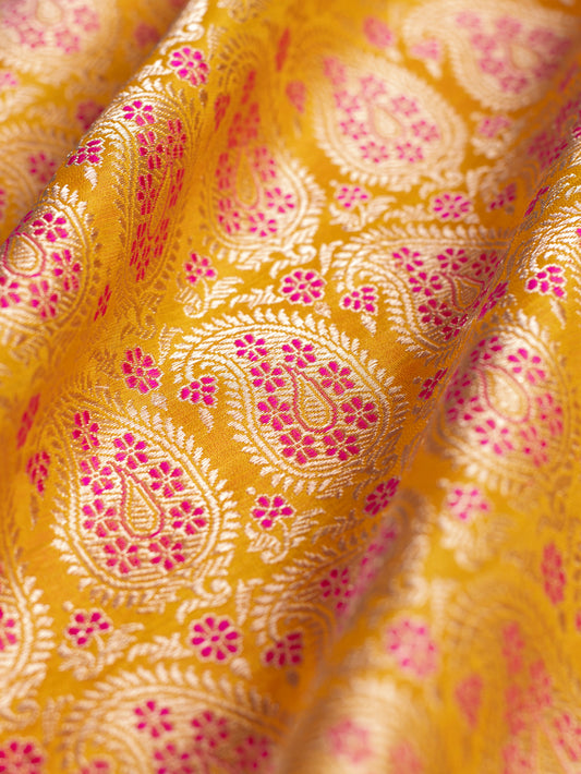 Handwoven Mustard Silk Blouse Fabric