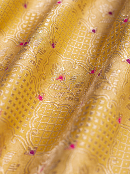 Handwoven Yellow Silk Blouse Fabric