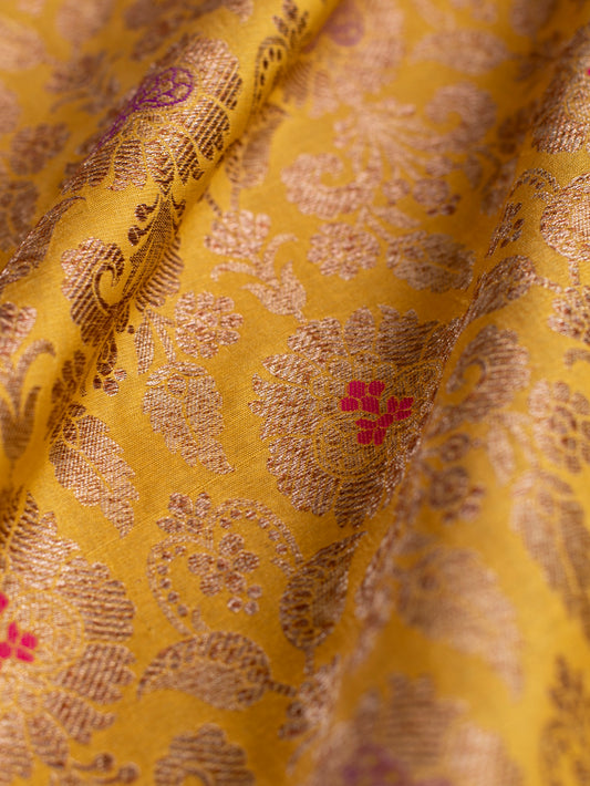 Handwoven Mustard Silk Blouse Fabric