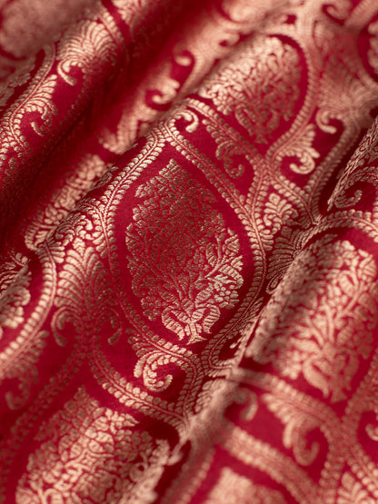 Handwoven Red Silk Blouse Fabric