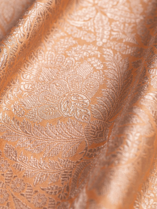 Handwoven Peach Silk Blouse Fabric