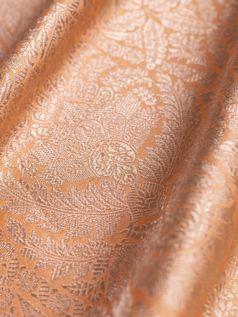 Handwoven Peach Silk Blouse Fabric