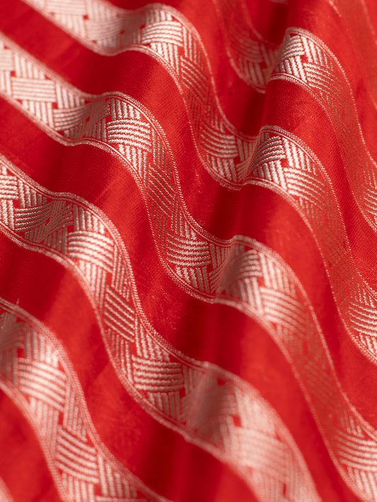 Handwoven Red Silk Blouse Fabric