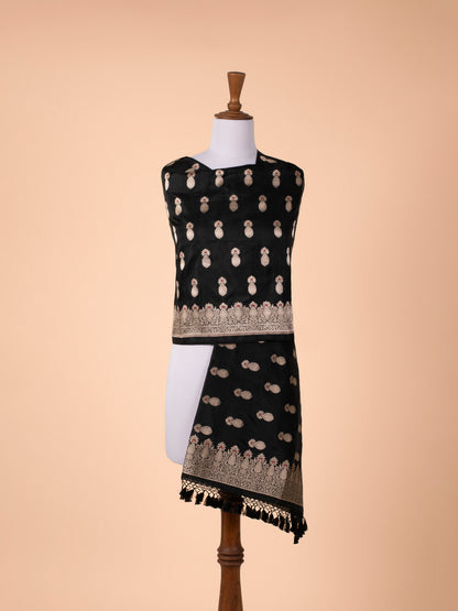 Handwoven Black Silk Dupatta