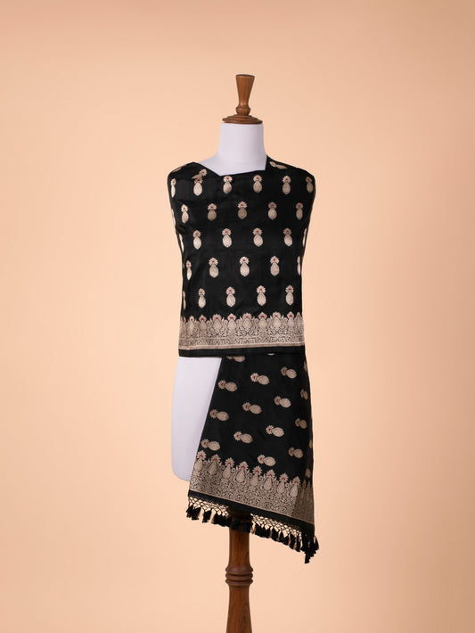 Handwoven Black Silk Dupatta