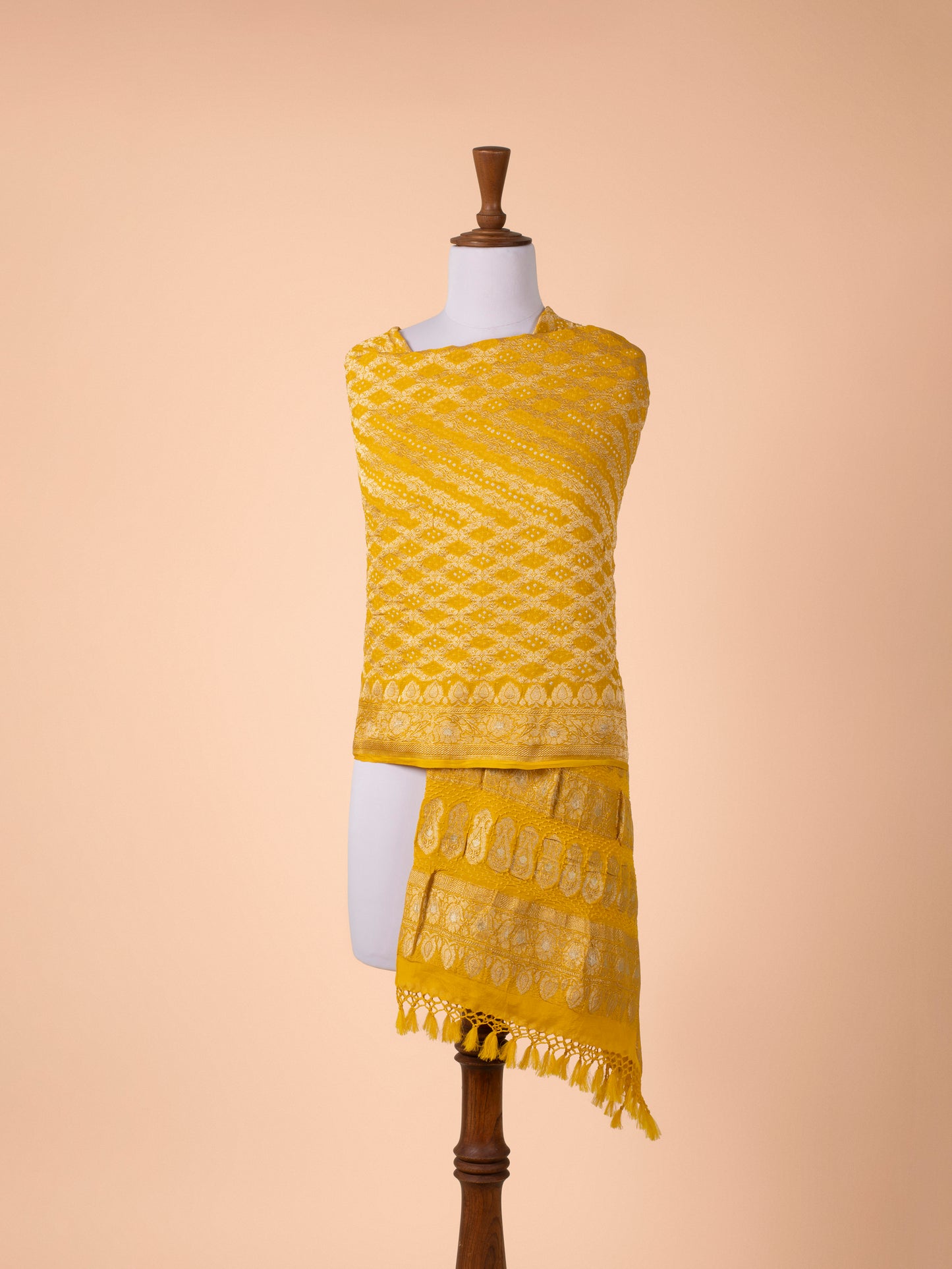 Handwoven Yellow Georgette Dupatta