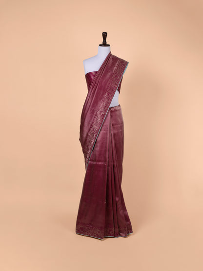 Handwoven Garnet Silk Saree