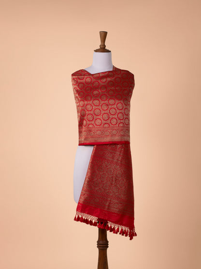 Handwoven Red Silk Dupatta