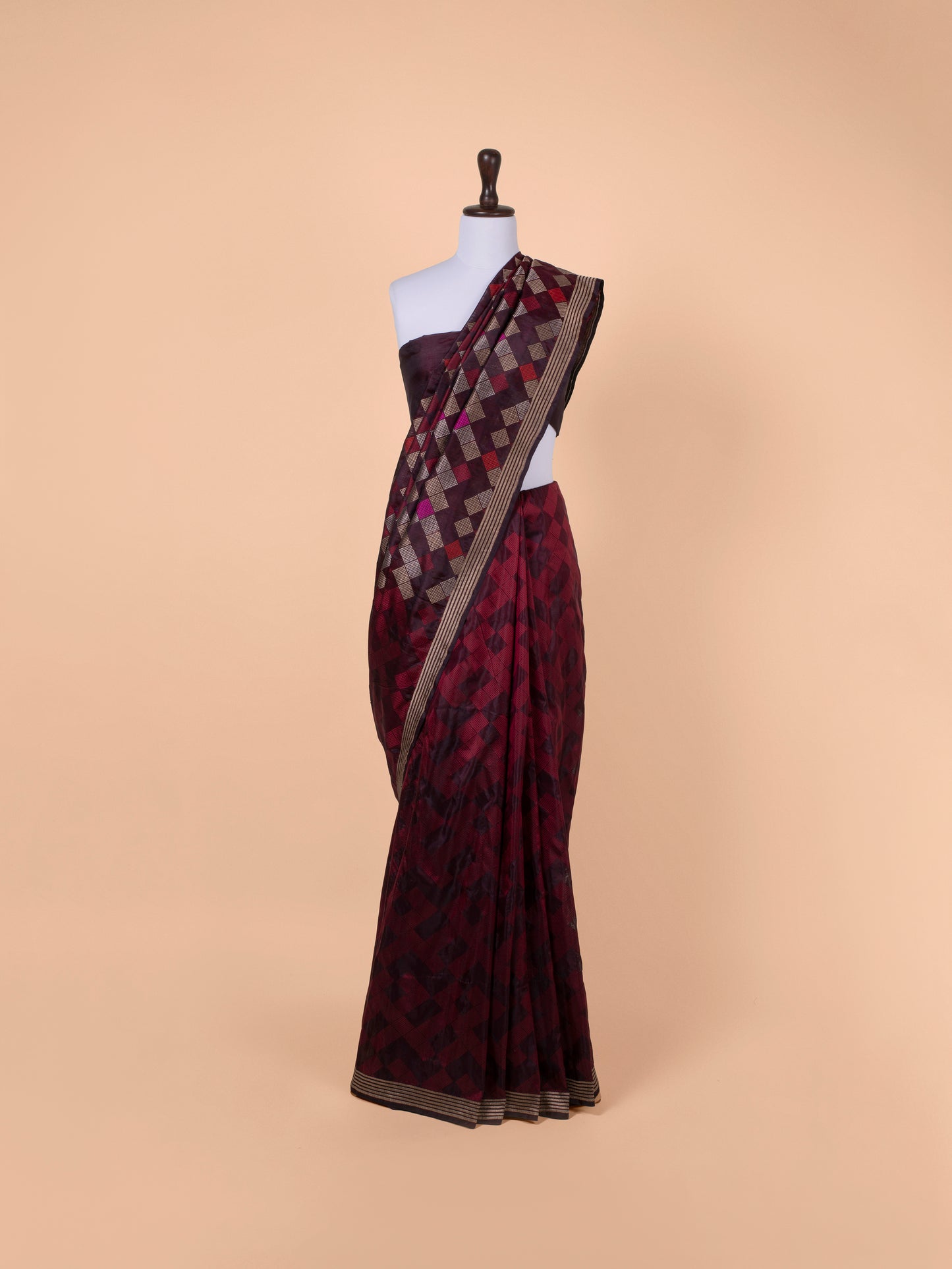 Handwoven Garnet Silk Saree