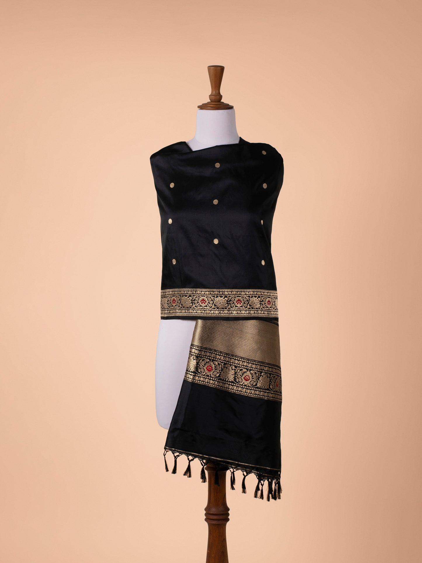 Handwoven Black Silk Dupatta