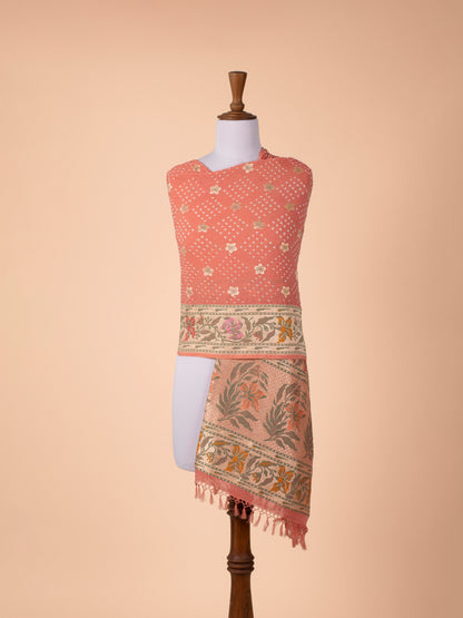 Handwoven Peach Georgette Dupatta