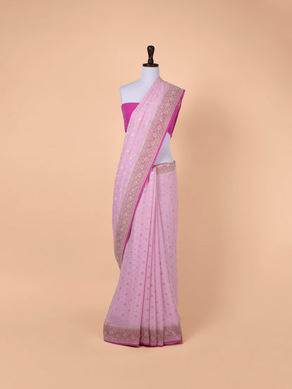 Handwoven Pink Georgette Saree